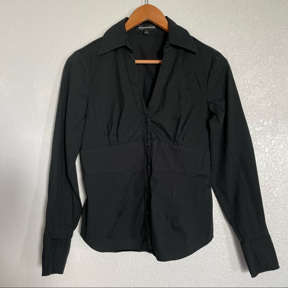 Express Design Studio Black Button Down Shirt - S… - image 2